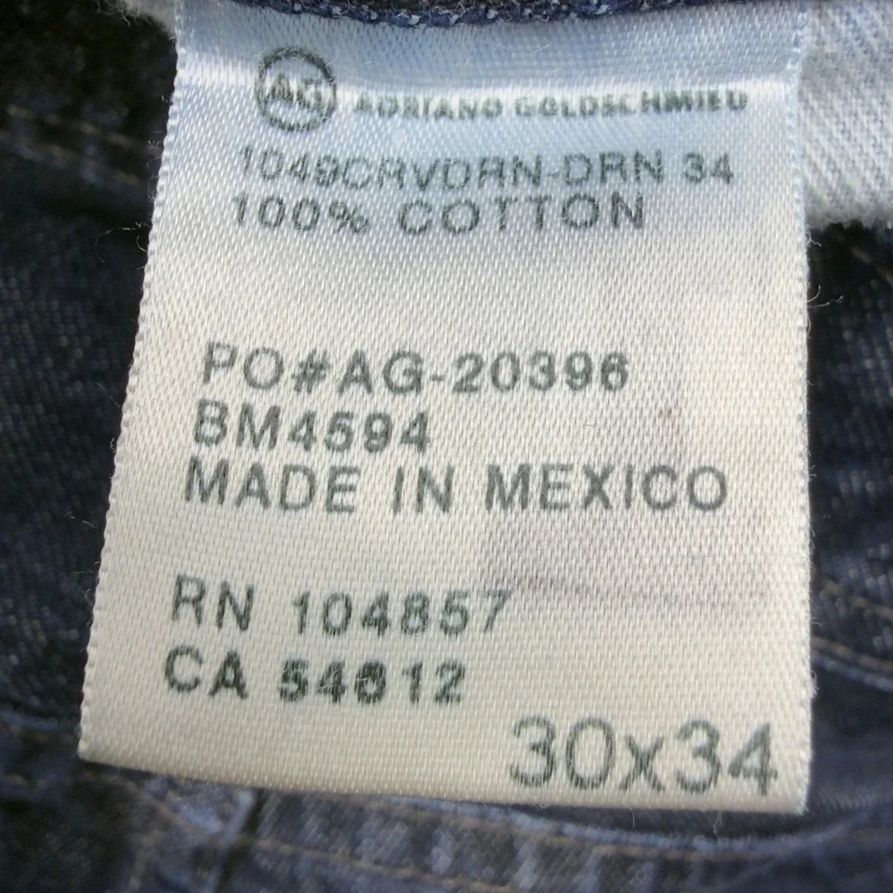 AG Adriano Goldschmied Mens Straight Leg Dark Wash Jeans 30x34
